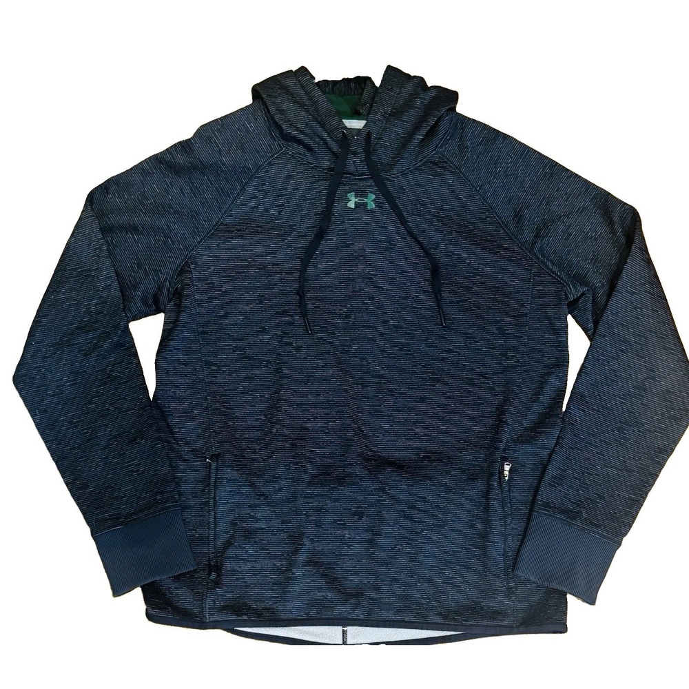 Under Armour ColdGear Hoodie Mens Medium Black Space Dye Loose Fit Pullover UA